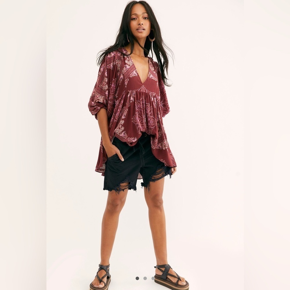 Free People Girl Talk Tunic Bohemian Pink Size Small